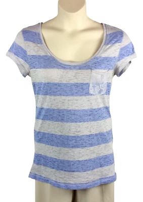 Camisa Top Decree Tejida Para Mujer Talla XL Burn-Out Encaje Bolsillo Púrpura Rayas Algodón Foto 1 de 4