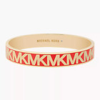 New $145 Original Michael Kors Signature Mk Fashion Brass Bangle Bracelet Pink