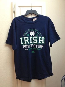 Notre Dame Football Adidas T-Shirt Irish Perfection 12-0 Regular Season Record - Picture 1 of 3