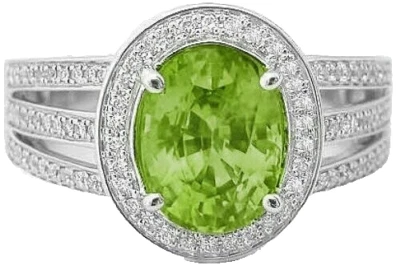 1,35 Ct Natürlicher Runder Diamant 14 Karat Weißgold Peridot Jubiläumsbandring - Bild 1 von 4