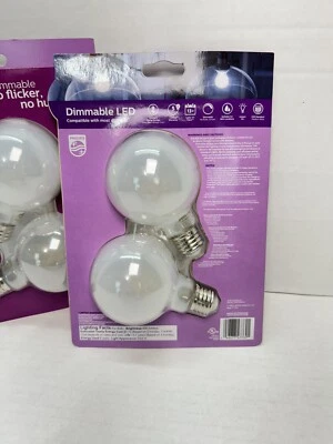 4 Philips 60-Watt Frosted White G25 Daylight Bright LED Globe Bulbs - 500 Lumens - Image 1 of 4