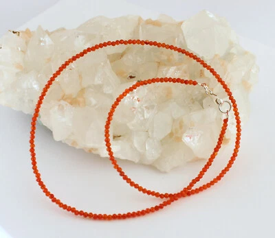 Corniola Collana Pietre Preziose Fein-Geschliffen Arancione Sfera Collier Donna - Immagine 1 di 2