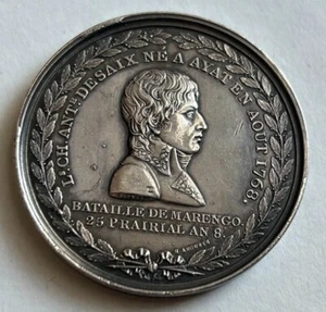 FRANCIA GENERALE DI SAIX BATTAGLIA DI MARENGO AN 8 MEDAGLIA D'ARGENTO - 50 mm, 61,7 g - Foto 1 di 2