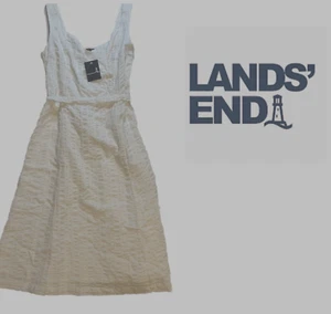 Lands’ End - NEW - Women’s  Size 6 - White Sleeveless - Cotton Dress - Summer - Picture 1 of 19