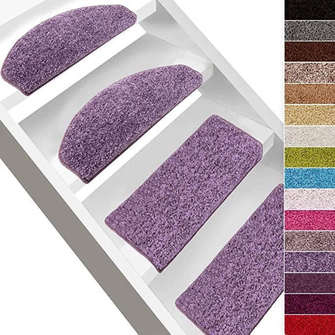 15Stück SHAGGY Stufenmatte Sphinx Treppenmatten Stufenteppich Halbrund 23,5x65cm - Bild 1 von 2