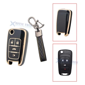 Black Full Cover Flip Remote Key Fob Case w/Keychain For Chevrolet Camaro Impala - Bild 1 von 11
