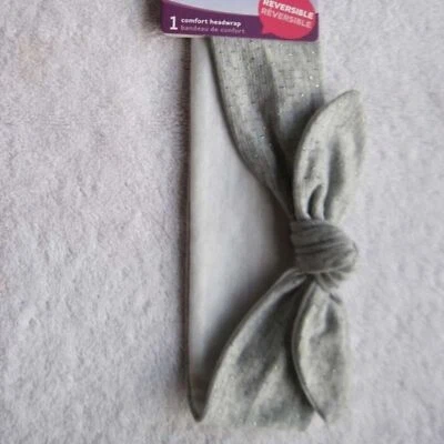 1 Goody Ouchless Comfort Head Wrap faixa de tecido elástico macio largo cinza mancha dourada - Imagem 1 de 4