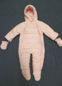 Bright Future Hooded Pink Jumpsuit 12 Months With Attached Mittens Full Body - Picture 1 of 19