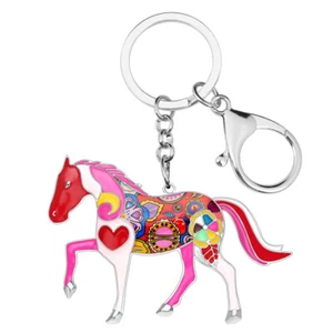 Enamel Alloy Cute Horse Keychain Car Purse Key Ring Animals Jewelry Charms Gifts - Picture 1 of 11
