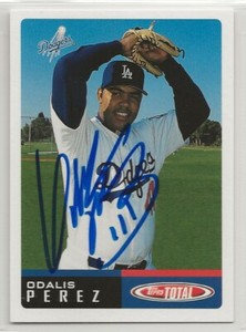 Odalis Perez signed 2002 Topps Total card autograph Los Angeles Dodgers