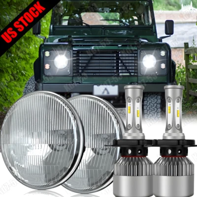 Par de faros LED redondos de 7 pulgadas DRL haz alto/bajo para Land Rover Defender 90 110 Foto 1 de 4