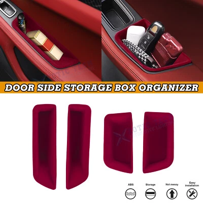 4Pcs Red Flocking Liner Door Storage Box Tray Organizer for Porsche Macan 2015+ - Image 1 of 4