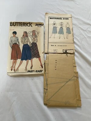 Vtg Butterick 3496 Fast Easy Slightly Flared Skirt Pattern Size 10 Cut Complete - Image 1 of 3