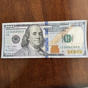 2009 100 dollar bill Fancy Serial Number 06668566 - Picture 1 of 4