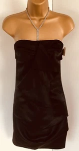 Ladies size 2 (6-8) ABS Allen Schwartz black satin Swag strapless mini dress NWT - Picture 1 of 5