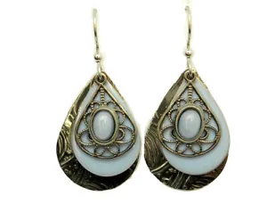 New Silver Forest Jewelry Silvertone and Blue Layered Teardrops  Dangle Earrings - Picture 1 of 1