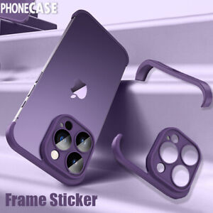 Case For iPhone 15 14 13 Pro Max 12 Frameless Bumper Glass Lens Protector Cover