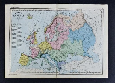 1864 Delamarche Map - Physical Europe  France Spain Germany Italy Britain Russia - Image 1 of 4