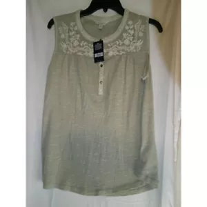 Lucky Brand Beige Sleeveless Top with Embroidered Floral Detail - Medium NWT - Picture 1 of 3