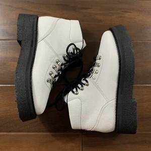 Botines By Far para mujer talla 38/US 8 blancos 45 mm cuero granulado Leo con cordones - Imagen 1 de 11