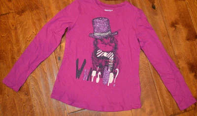 Girl's Arizona Posh Pink Cat In Hat Long Sleeve Top Sizes 8, 10-12 - Image 1 of 3