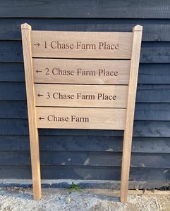 MULTI LADDER SOLID OAK ENGRAVED POST SIGN, CUSTOM ENGRAVED OAK LADDER SIGNAGE - Picture 1 of 3