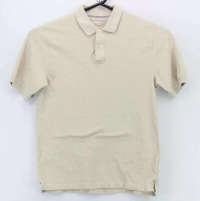 Basic Editions Polo Shirt Medium Mens Button Up Short Sleeve Collared Tan - Image 1 of 4