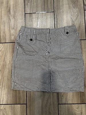 Sandro Womens Skirt 12 Seersucker Striped 100% Cotton Pockets Preppy Nautical - Image 1 of 4