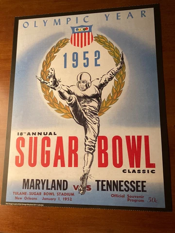 1952 Maryland Vs Tennessee Sugar Bowl Football Poster - Great For Framing Cover