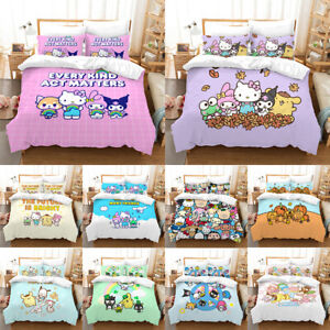 Sanrio Family Bedding Set Kuromi Pillowcase Hello Kitty Duvet Cover