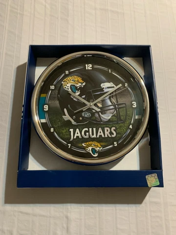 Jacksonville Jaguars NFL Round 12" Chrome Clock Wincraft Brand New Cover