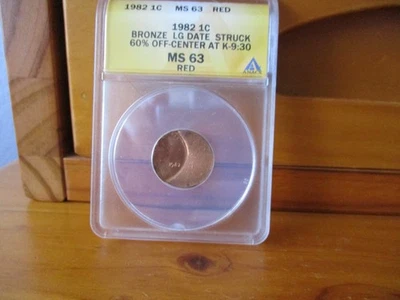 Error 1982-P ANACS MS 63 Red Large Date Struck 60 % Off-Center Lincoln Cent - Image 1 of 4