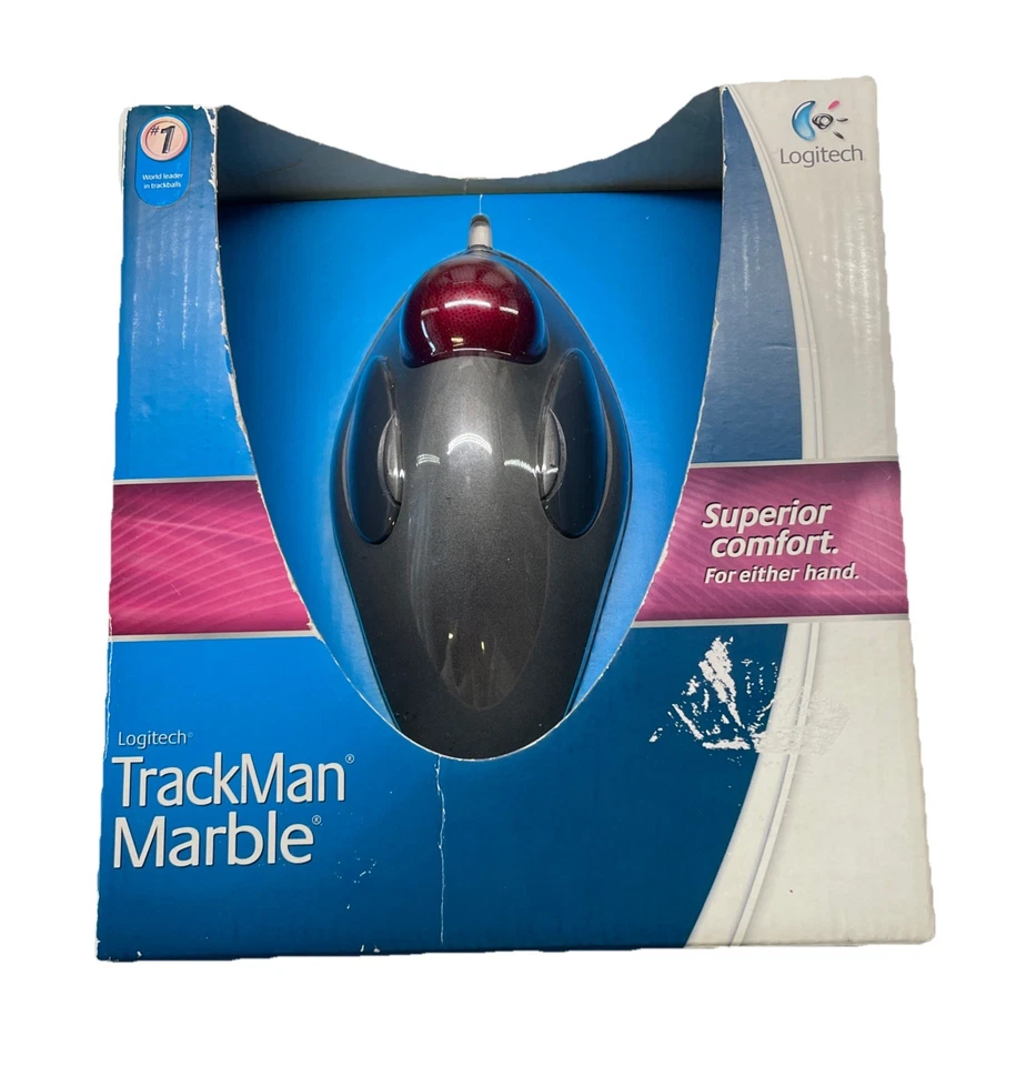 Logitech Trackman Marble Trackball Mouse 4 button - 910-000806 T-BC21 - Image 1 of 4