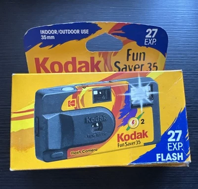 Nuevo en caja ~ Cámara Kodak Fun Saver 35 mm de colección (flash de 27 exposiciones) caducada 01/2005 Foto 1 de 3