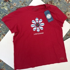Life Is Good T shirt donna XL luglio 4 luglio maglietta rossa bianca e blu fiore nuova etichetta - Foto 1 di 7