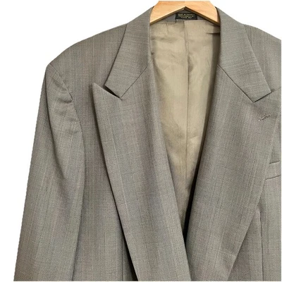 Винтажный мужской двубортный костюм куртка размер 48L Oscar De La Renta коричневый блейзер - Изображение 1 из 4