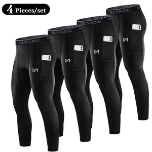 4 Pack Men's Compression Pants Baselayer Running Tights Leggings for Sports Gym - Picture 1 of 10
