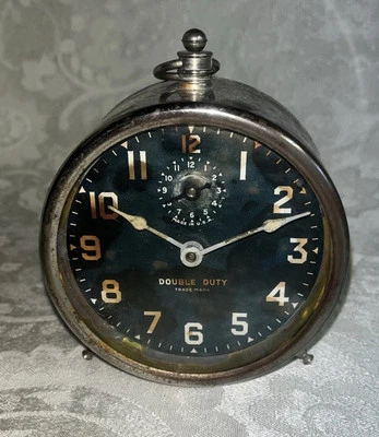Antique 1937 Ingraham Double Duty Luminous Alarm Clock-Runs - Image 1 of 4