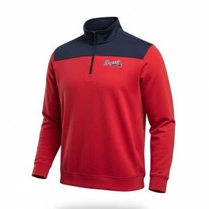 Cutter & Buck Atlanta Braves 1/4 Quarter Zip Pullover Herren Größe Large rot/marine - Bild 1 von 7