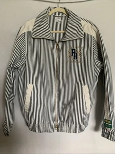 PUMA X RHUIGI T-7 SUMMER BOMBER JACKET 620884-56 MENS L INKY BLUE COTTON STRIPE - Afbeelding 1 van 4