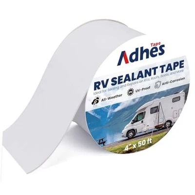 ADHES 白色丁基密封胶胶带 4 英寸 x 50 英尺 – 单面 4 英寸 x 50 英尺 — 第 1/4 张图片