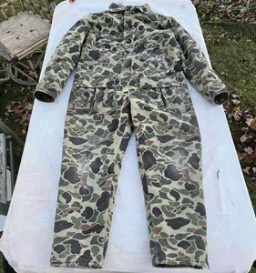 Vintage LL Bean Winter Bibs MADE IN USA Camo Hunting Coveralls Men XL Thinsulate - Picture 1 of 24