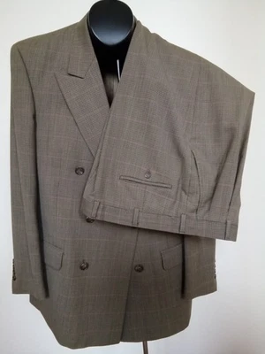 Traje Burberry Para Hombre Marrón Glen Cuadros Doble Pecho Talla 44L Chaqueta 38 Pantalones Foto 1 de 4
