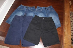 Boy Sz 8 Denim Black Navy Shorts by 365 Kids Elastic Waist - Picture 1 of 9