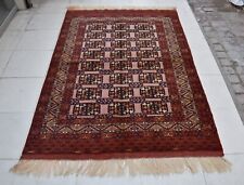 4'7 x 6'10 Hand knotted vintage fine quality uzbekistan samarkandi wool area rug
