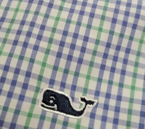 Vineyard Vines Wal Hemd Herren XS lila grün weiß kariert Button Down Slim Fit - Bild 1 von 12