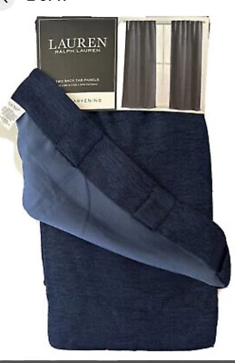 Ralph Lauren LEDA Cortinas Ventanas Oscurecimiento Habitación 2 Pestañas Traseras Panel Índigo 52 x 84 Foto 1 de 4