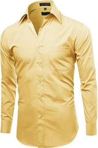 Omega Italy Men's Premium Slim Fit Button Up Long Sleeve Solid Color Dress Shirt - Picture 1 of 2