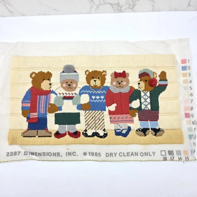 Vintage Dimensions Needlepoint BEAR HUGS Class of 45 Finished 1985 Kahn 9 x 18 - Image 1 of 4