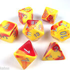 Chessex Dice Poly - Gemini Red Yellow w/ Silver - Set of 7 - 26450 Free Bag DnD